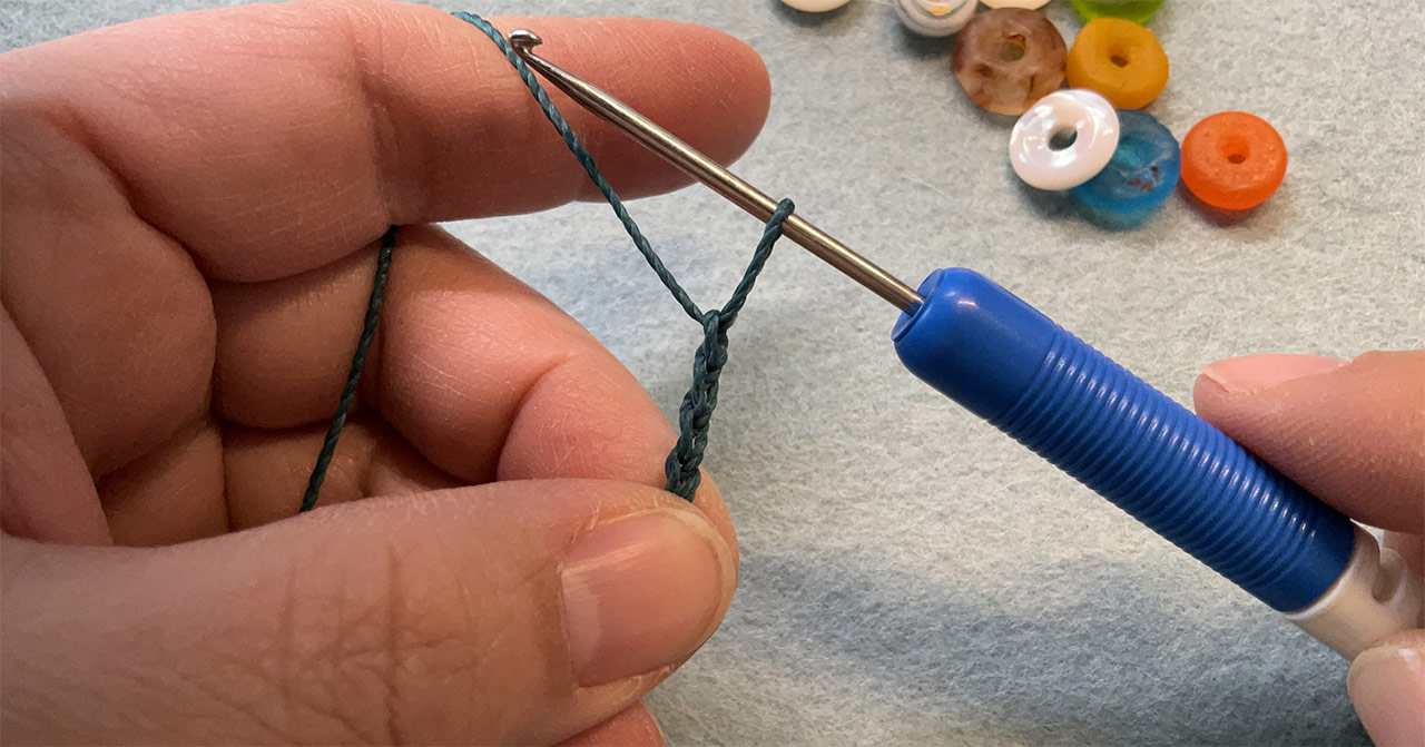 Crochet with large hole beads